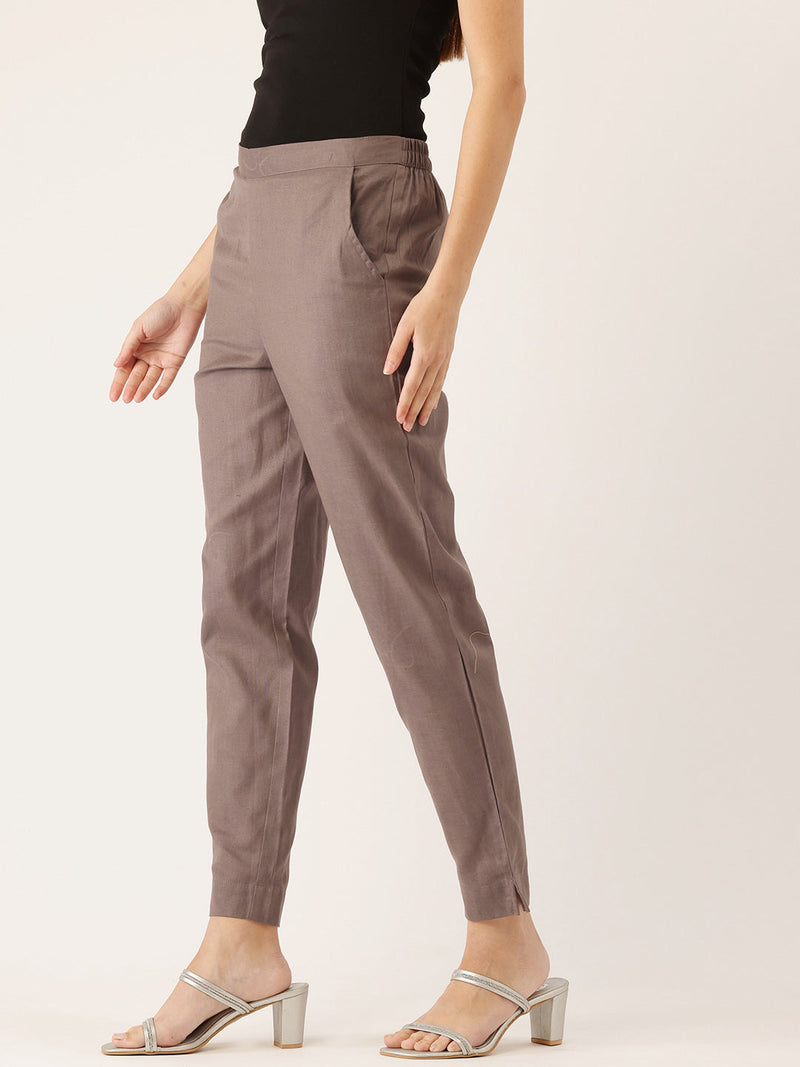 Cotton Pants - Double Pockets, Adjustable Waist, and Ankle-Length Fit