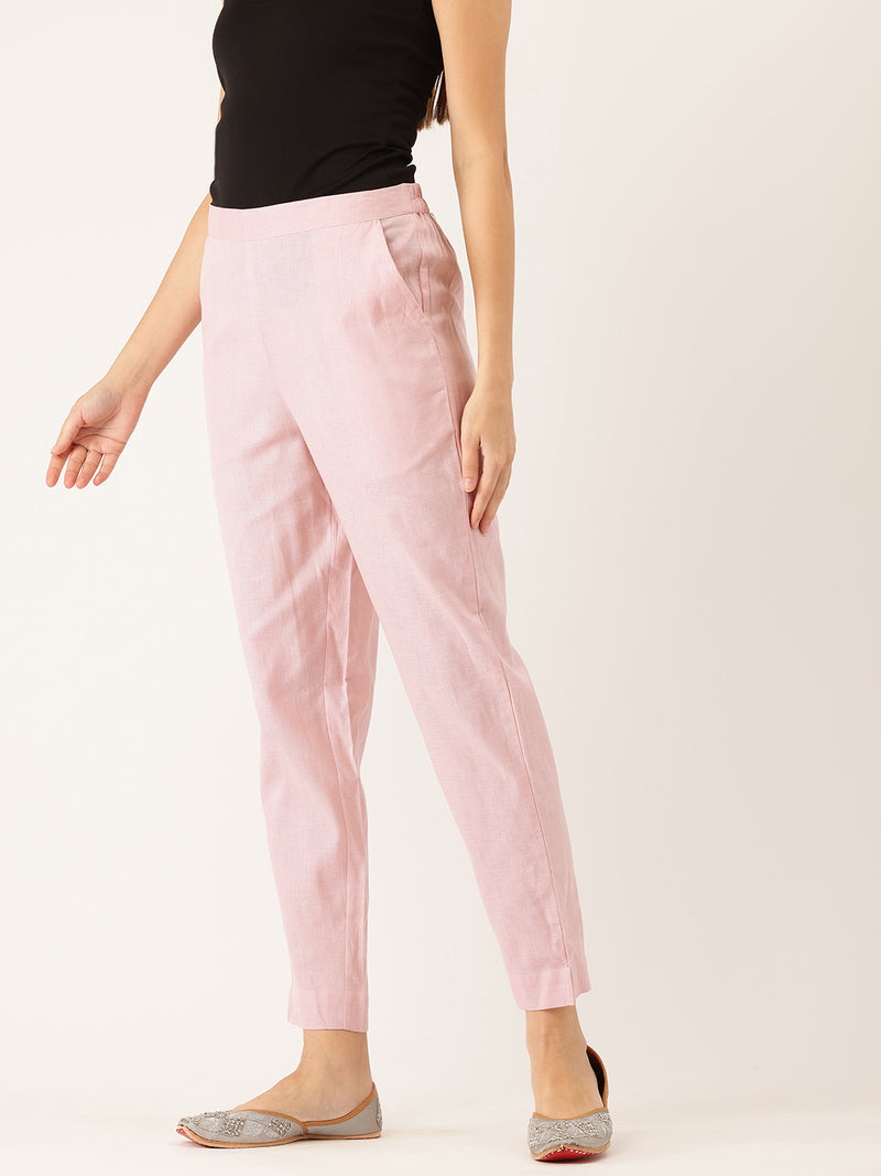 Cotton Pants - Double Pockets, Adjustable Waist, and Ankle-Length Fit
