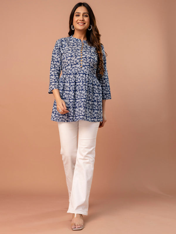 Top – Mandarin Collar, 3/4 Sleeves, Flattering Fit (Sizes S–XXL)
