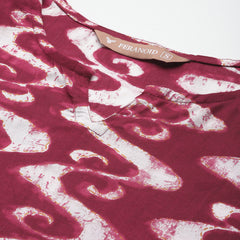3/4 Sleeve Round Neck Vcut top Maroon Colour