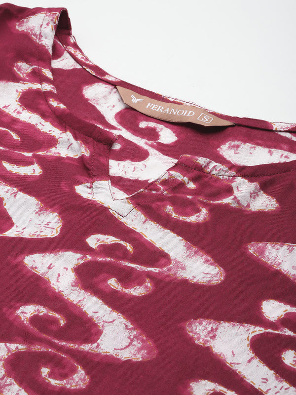 3/4 Sleeve Round Neck Vcut top Maroon Colour