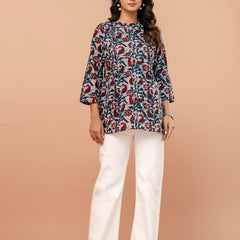 Elegant Mandarin Collar Printed Tunic – Stylish & Comfortable, Sizes