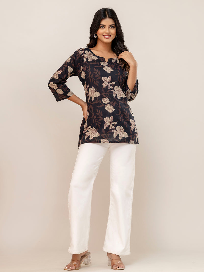 Elegant Printed Short Kurti – Soft Cotton, Everyday Style, Sizes S–XXL.
