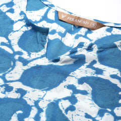 3/4 Sleeve Round Neck Vcut top Blue Colour