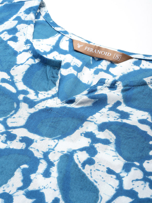 3/4 Sleeve Round Neck Vcut top Blue Colour