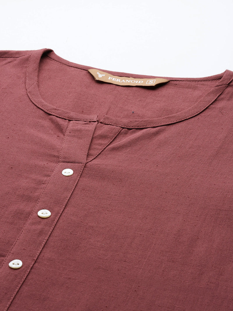 Elegant Short Kurti for Women –Button Detailing & 3/4 Sleeves | Round Neck |