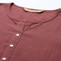 Elegant Short Kurti for Women –Button Detailing & 3/4 Sleeves | Round Neck |