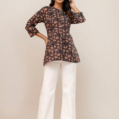 Elegant Mandarin Collar Printed Tunic – Stylish & Comfortable, Sizes
