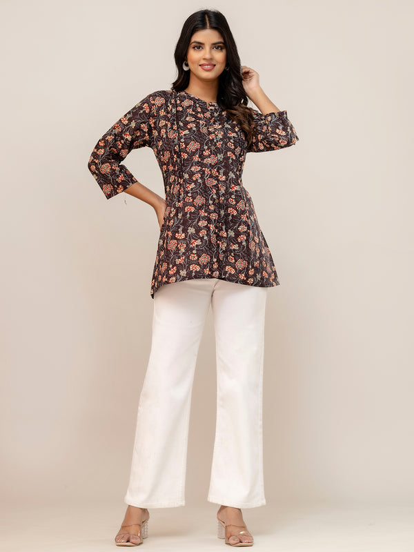 Elegant Mandarin Collar Printed Tunic – Stylish & Comfortable, Sizes