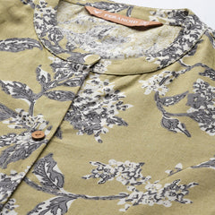 Elegant A-Line Long Kurta for Women - Mandarin Collar with Button Detailing