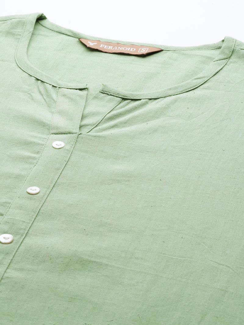 Elegant Short Kurti for Women –Button Detailing & 3/4 Sleeves | Round Neck |