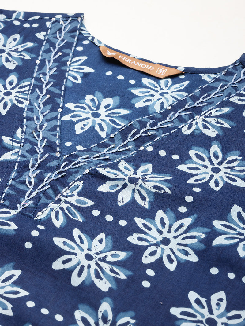 Straight Dupatta Sets - V-Neck, 3/4 Sleeves with Border Detailing, Elastic Waistband Pants with Pockets & Full-Length Dupatta (M-XXL)