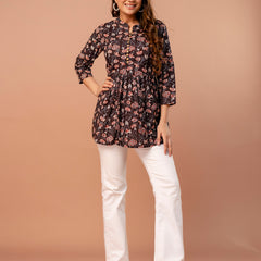 Top – Mandarin Collar, 3/4 Sleeves, Flattering Fit (Sizes S–XXL)