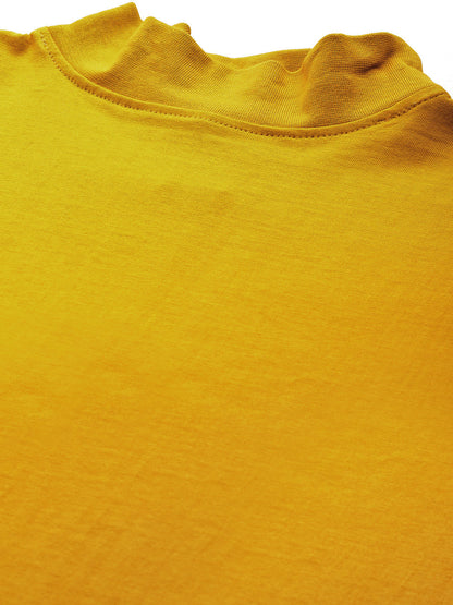 Men Mustard High Neck Bio Finish T-Shirt