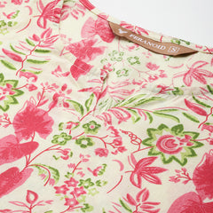 3/4 Sleeve Round Neck Vcut top Cream Colour