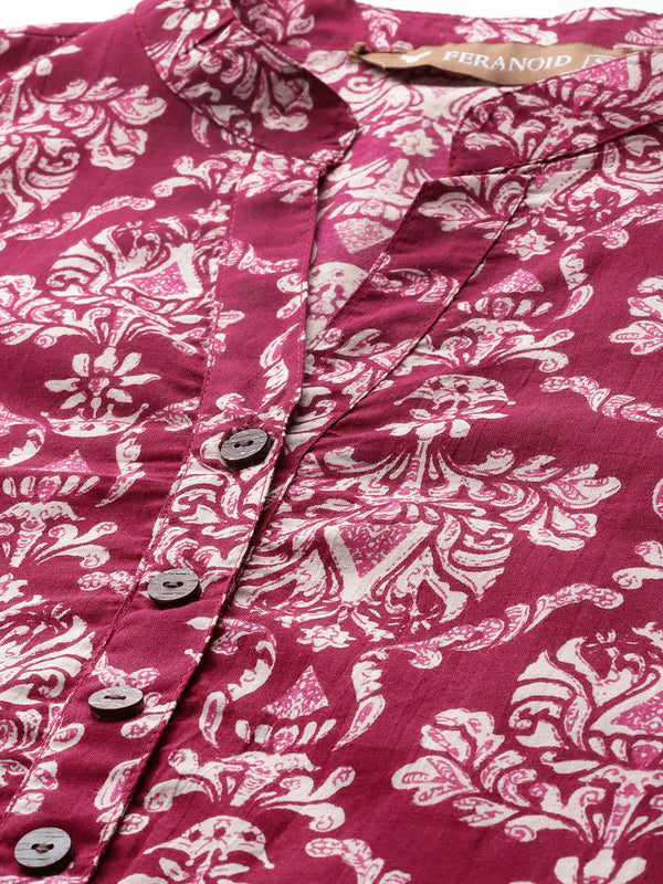 Graceful Long Kurta with 3/4 Sleeves and Button accents A Perfect Fusion of Comfort and Style