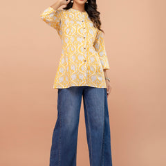 Elegant Mandarin Collar Printed Tunic – Stylish & Comfortable, Sizes