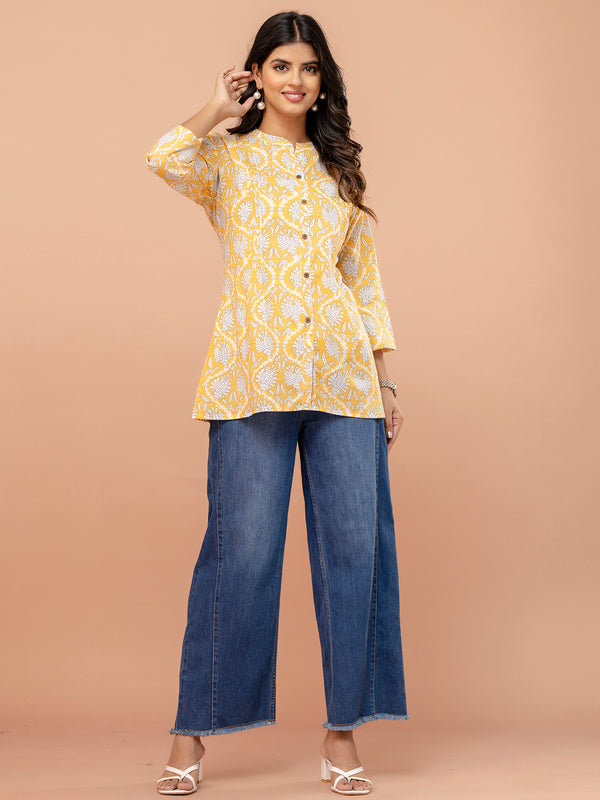 Elegant Mandarin Collar Printed Tunic – Stylish & Comfortable, Sizes