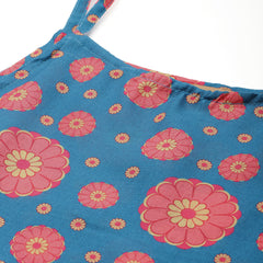 Cropped Sleeveless strap Peplum top with digital print on linen fabric. | Size- Small | Colour - Royal Blue, Red