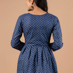 Ethnic Motifs Printed Gathers Cotton Tunic