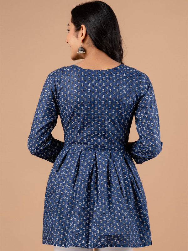 Ethnic Motifs Printed Gathers Cotton Tunic