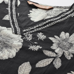 Bodered V-Neck 3-Piece Kurta Set with Ankle-Length Pants & Full-Length Dupatta (Size S-XXL).