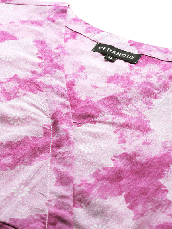 Floral Print Angrakha 3\4 Sleeves Flared Kurti