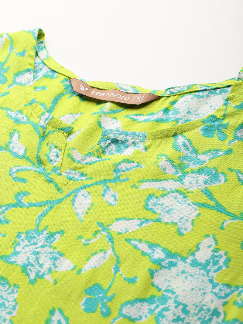 3/4 Sleeve Round Neck Vcut top Green3 Colour