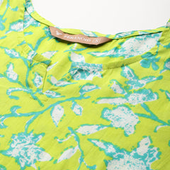 3/4 Sleeve Round Neck Vcut top Green3 Colour