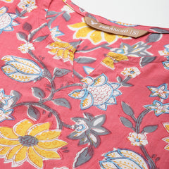 3/4 Sleeve Round Neck Vcut top Pink1 Colour