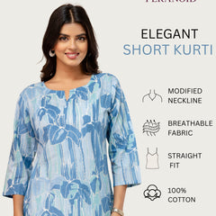 Elegant Printed Short Kurti – Soft Cotton, Everyday Style, Sizes S–XXL.