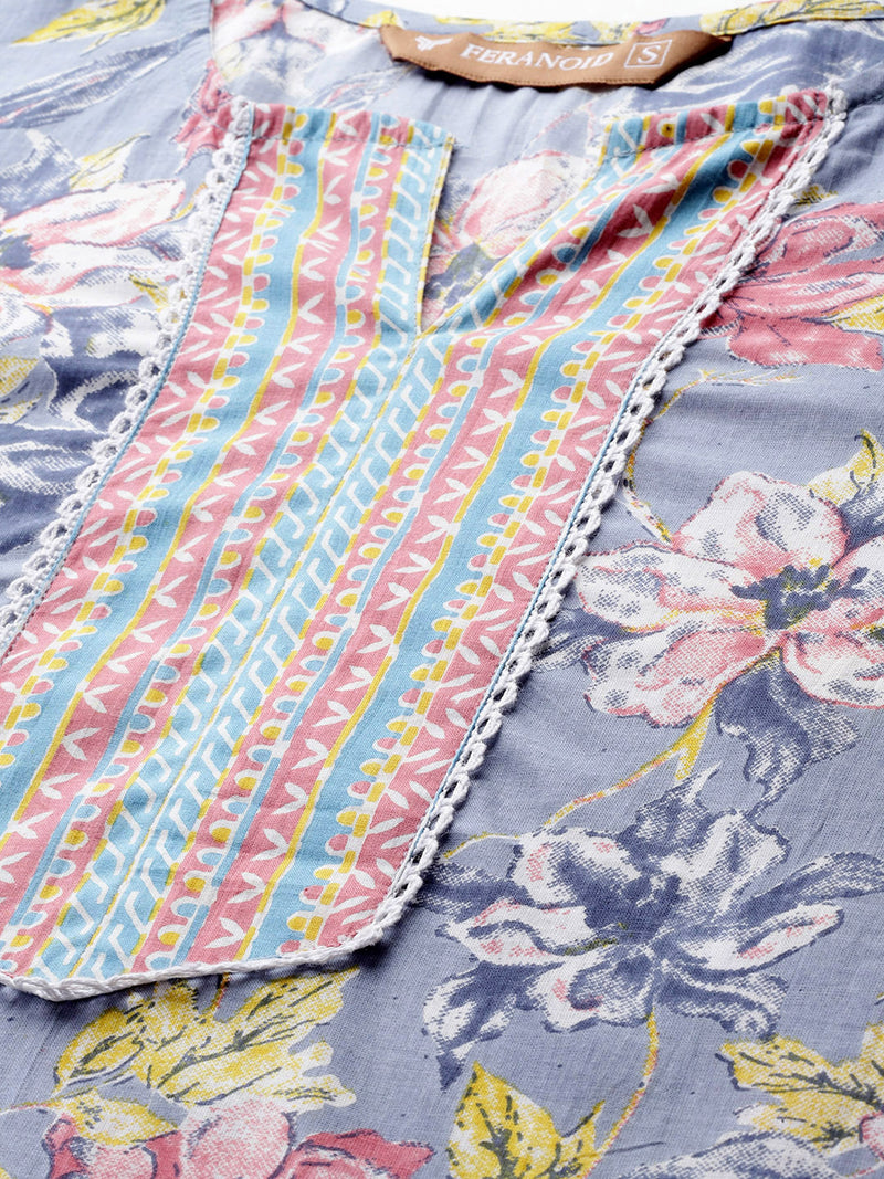 Empress Short Kurti for Women - V-Cut Neckline with Border Detail & 3/4 Sleeves