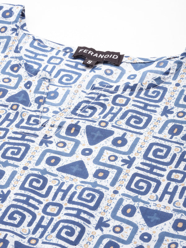 Cotton Printed V-Neck Short Kurti