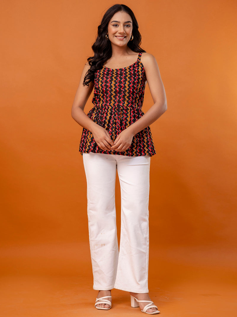Strappy Peplum Top – Flattering Fit, All-Day Comfort, Sizes XS–XXL.
