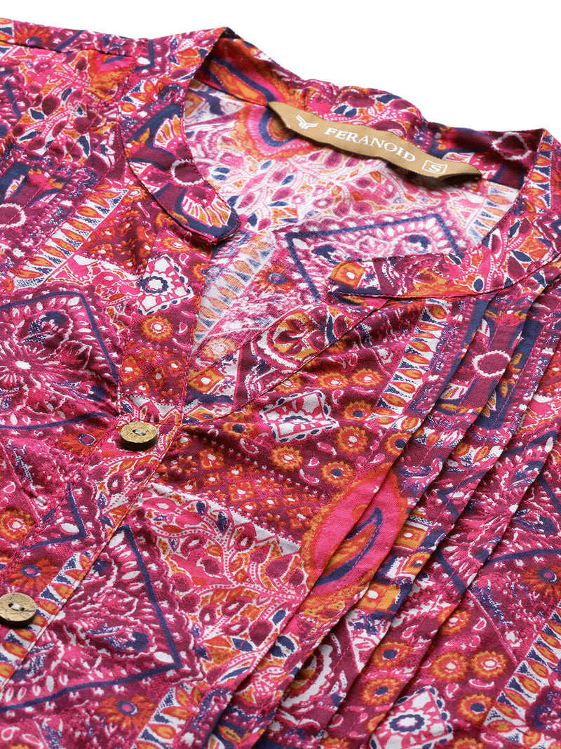 Elegant Mandarin Collar Printed Tunic – Stylish & Comfortable, Sizes