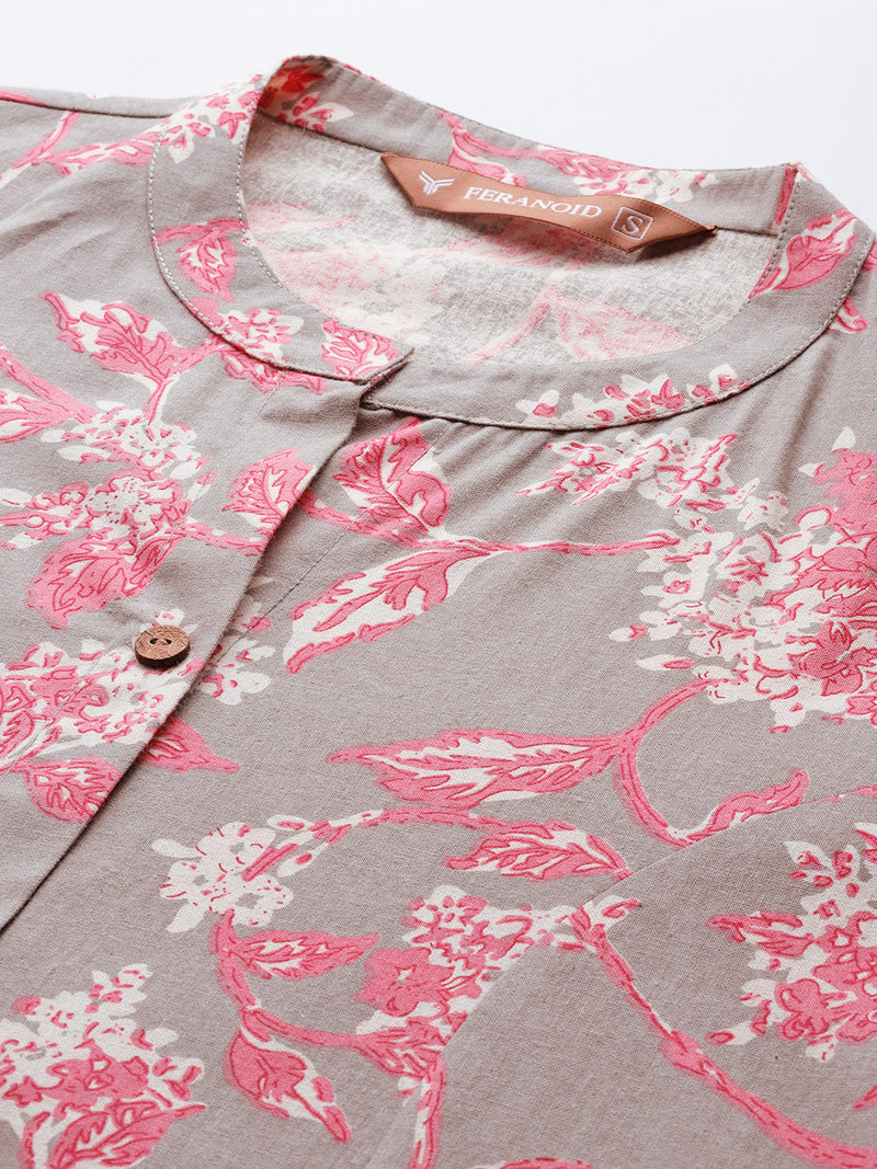 Elegant A-Line Long Kurta for Women - Mandarin Collar with Button Detailing