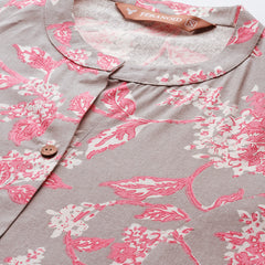 Elegant A-Line Long Kurta for Women - Mandarin Collar with Button Detailing
