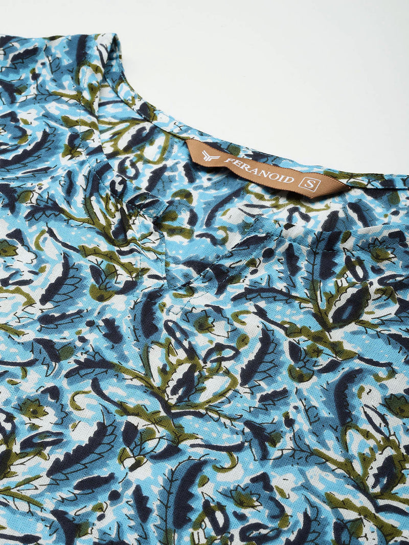 3/4 Sleeve Round Neck Vcut top Blue3 Colour