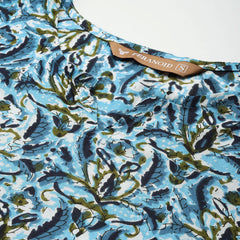 3/4 Sleeve Round Neck Vcut top Blue3 Colour