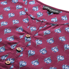 Floral Print 4 Button Straight Kurti