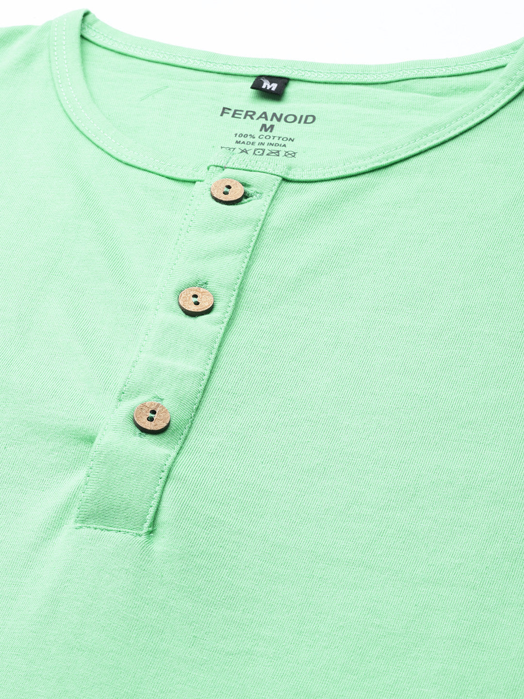 Plain Lime Green Henley Full Sleeves T-Shirt