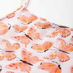 Cropped Sleeveless strap Peplum top with digital print on linen fabric.| Size- Small| Colour - White, Peach