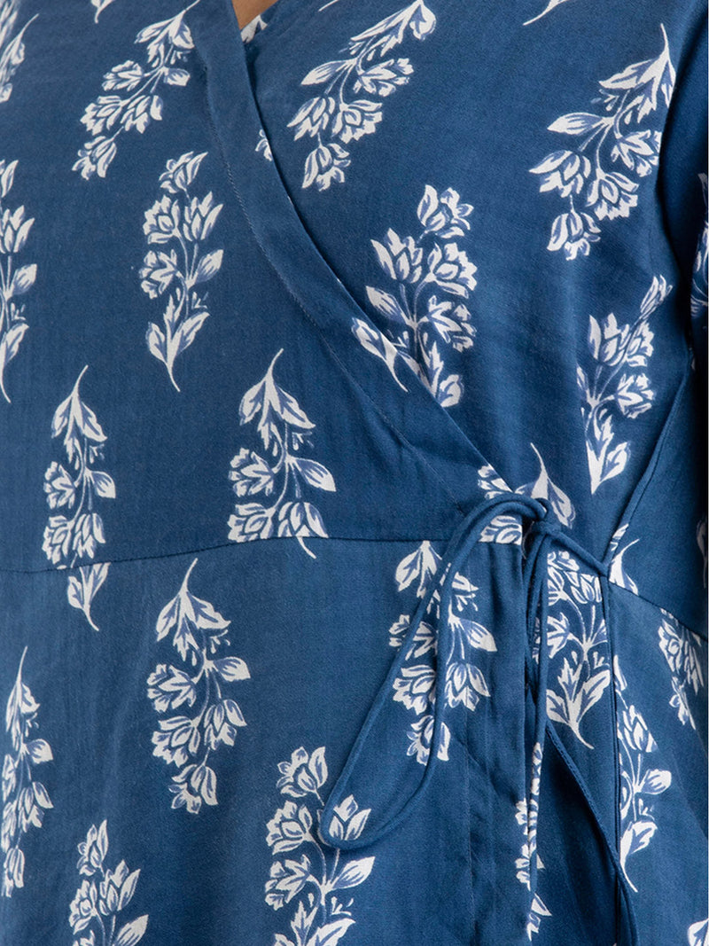 Cotton Printed Dark Blue Short Tunic