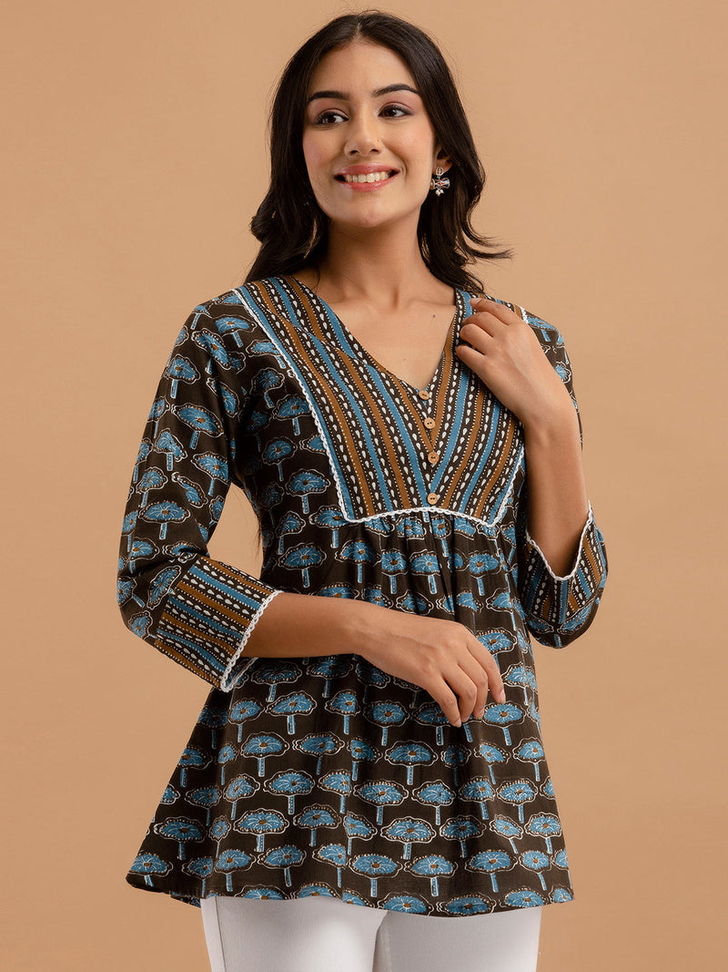 Cotton Printed A-Line Short Tunic