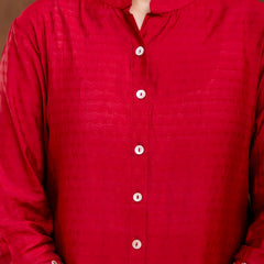 Maroon Women's Embroidered Co-ord Set - Viscose Fabric Full Sleeve Shirt and Pant