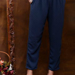 Blue Women's Embroidered Co-ord Set - Viscose Fabric Full Sleeve Shirt and Pant