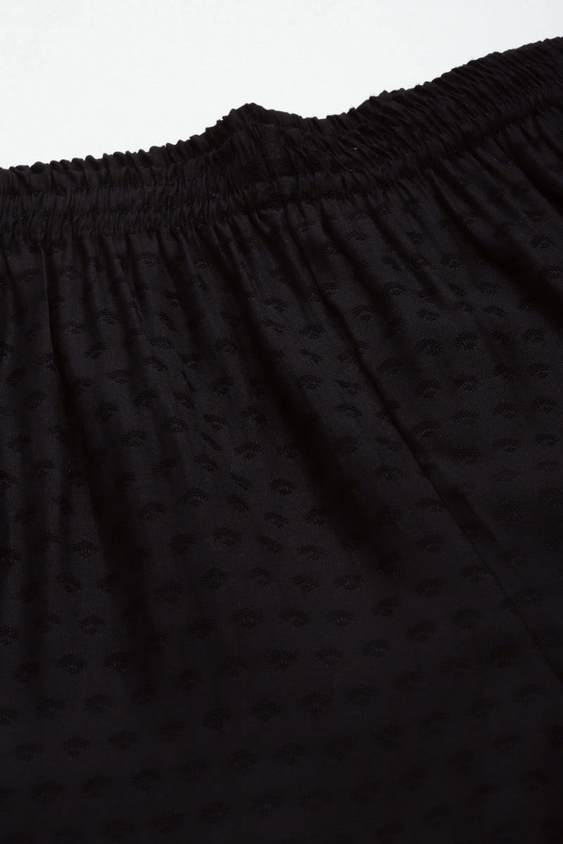 Black Women's Embroidered Co-ord Set - Viscose Fabric Full Sleeve Shirt and Pant