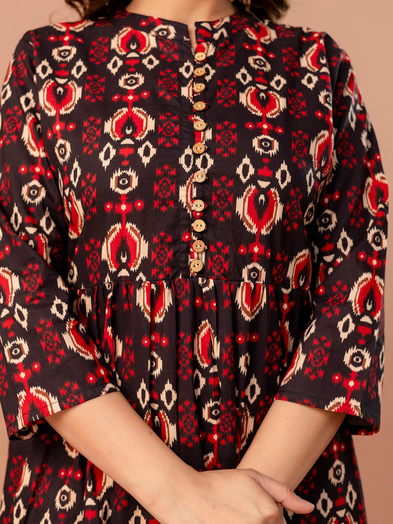 Top – Mandarin Collar, 3/4 Sleeves, Flattering Fit (Sizes S–XXL)