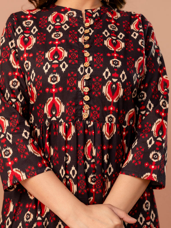 Top – Mandarin Collar, 3/4 Sleeves, Flattering Fit (Sizes S–XXL)