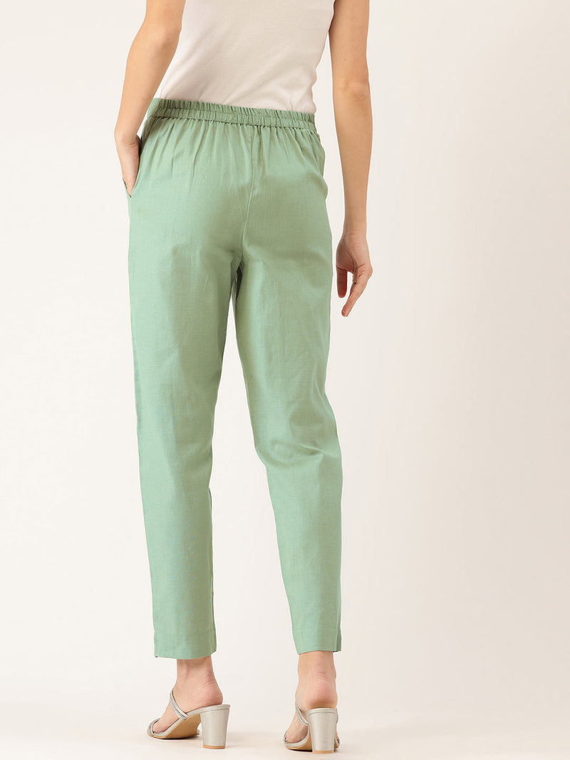 Cotton Pants - Double Pockets, Adjustable Waist, and Ankle-Length Fit